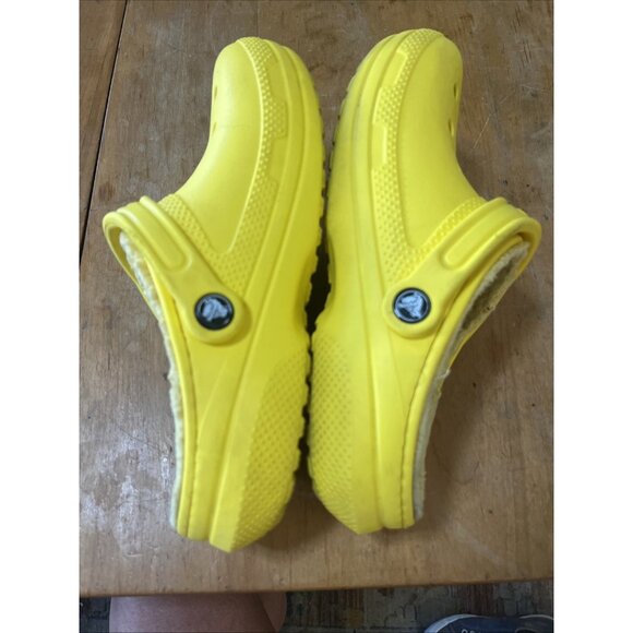 Crocs Classic Lined Clogs Unisex Size M6 W8 Yellow Sandals Comfy Festival - Picture 10 of 16